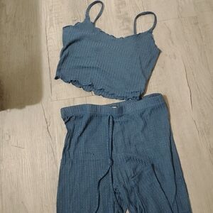 SHEIN Blue Textured Pantsuit